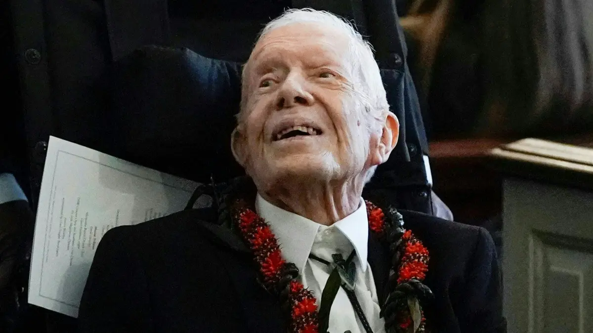 (FILES) Former President Jimmy Carter departs after the funeral service for former first lady Rosalynn Carter at Maranatha Baptist Church, in Plains, Georgia, on November 29, 2023. Jimmy Carter marks a full year in hospice care Sunday February 18, a period in which the former US president defied the odds, celebrated his 99th birthday and mourned the death of his wife of 77 years, Rosalynn.
"One year after entering hospice care, President Carter continues to be at home with his family," the Carter Center said in a statement to US media, noting the anniversary of his decision to decline further hospital treatment for various health issues and live out his days at home in Plains, Georgia.
"The Carter family is grateful for the many expressions of love they have received and the continued respect for their privacy during this time," the family said, according to his non-profit foundation. (Photo by Alex Brandon / POOL / AFP)