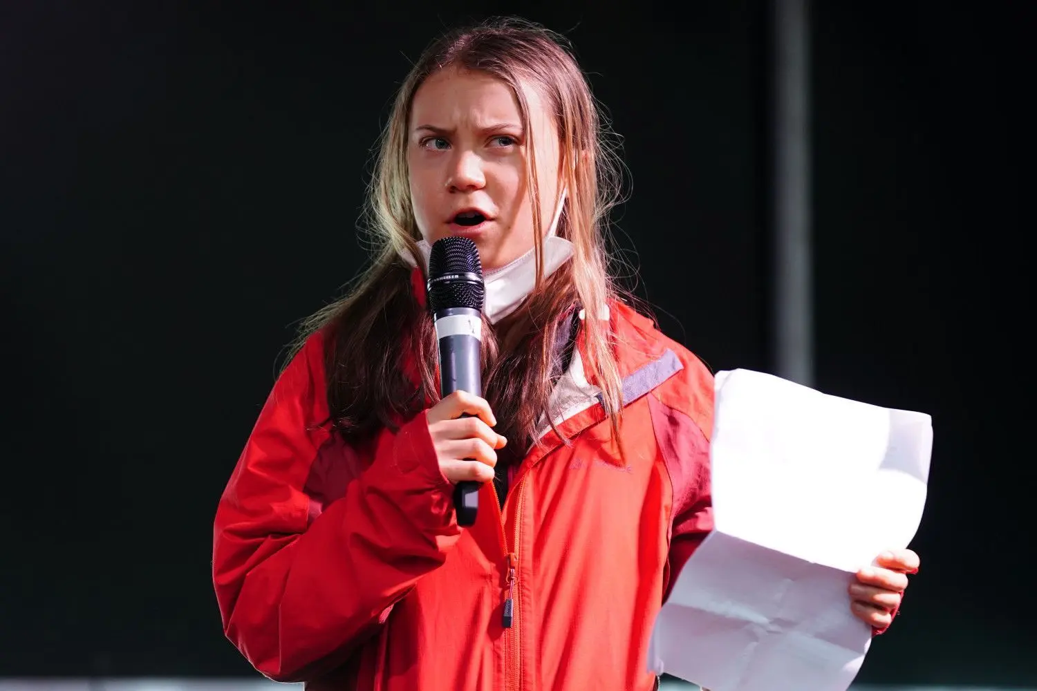 Greta Thunberg, Klimaaktivistin aus Schweden, spricht während einer Demonstration am Rande des UN-Klimagipfels COP26 in Glasgow.