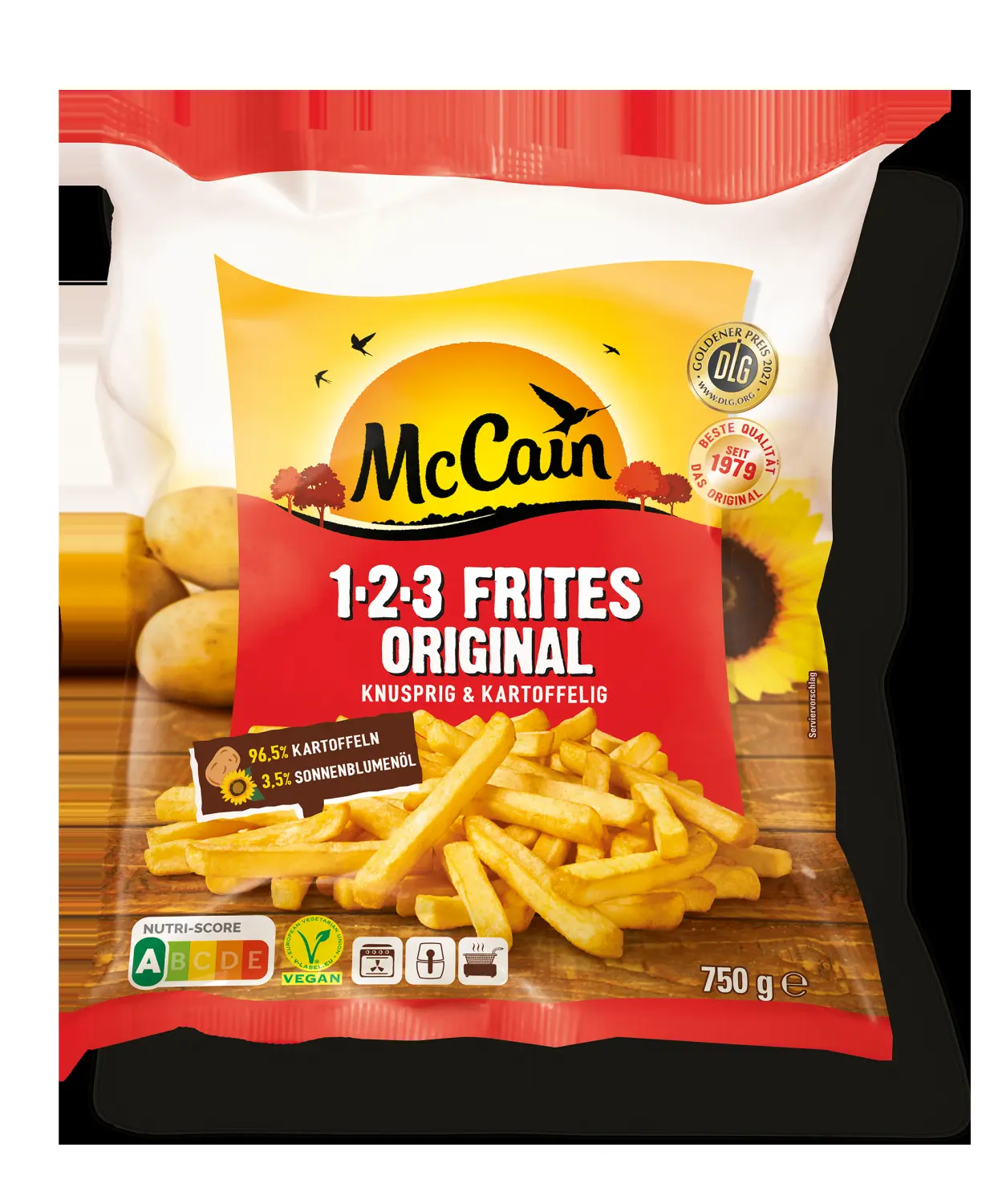 Backofen-Pommes wie die von McCain haben meist eine sehr gute Wertung (A). Weil sie zumeist lediglich aus Kartoffeln und Pflanzenöl bestehen.
