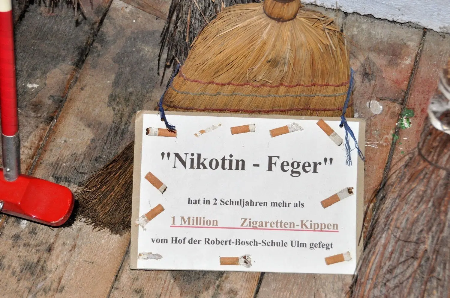 Ein ganz spezieller Besen: der Nikotin-Feger aus dem Ulmer Bosch-Gymnasium. ⇥