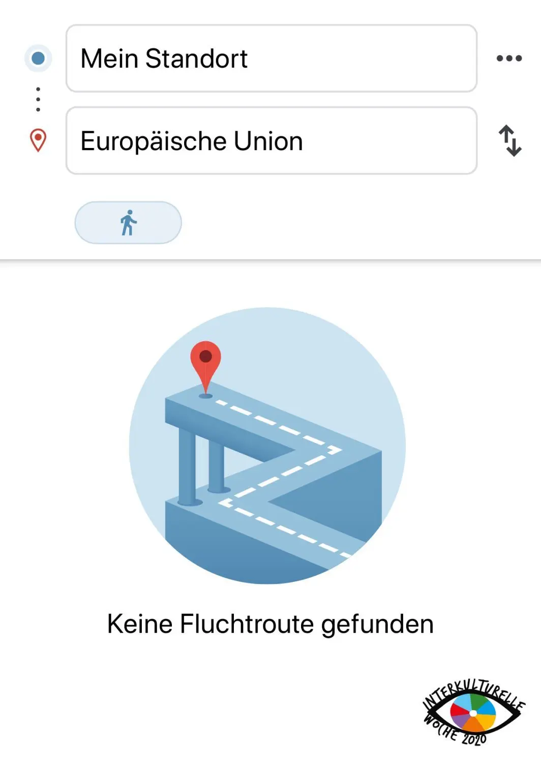 Keine Fluchtroute gefunden: Mit dieser Postkarte wirbt die Interkulturelle Woche 2020.⇥