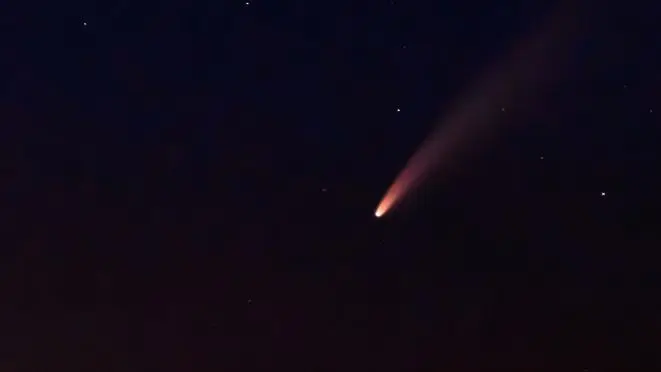 Neowise am Samstagabend um 23.30 Uhr vom Aasrücken bei Hohenstaufen aus gesehen.