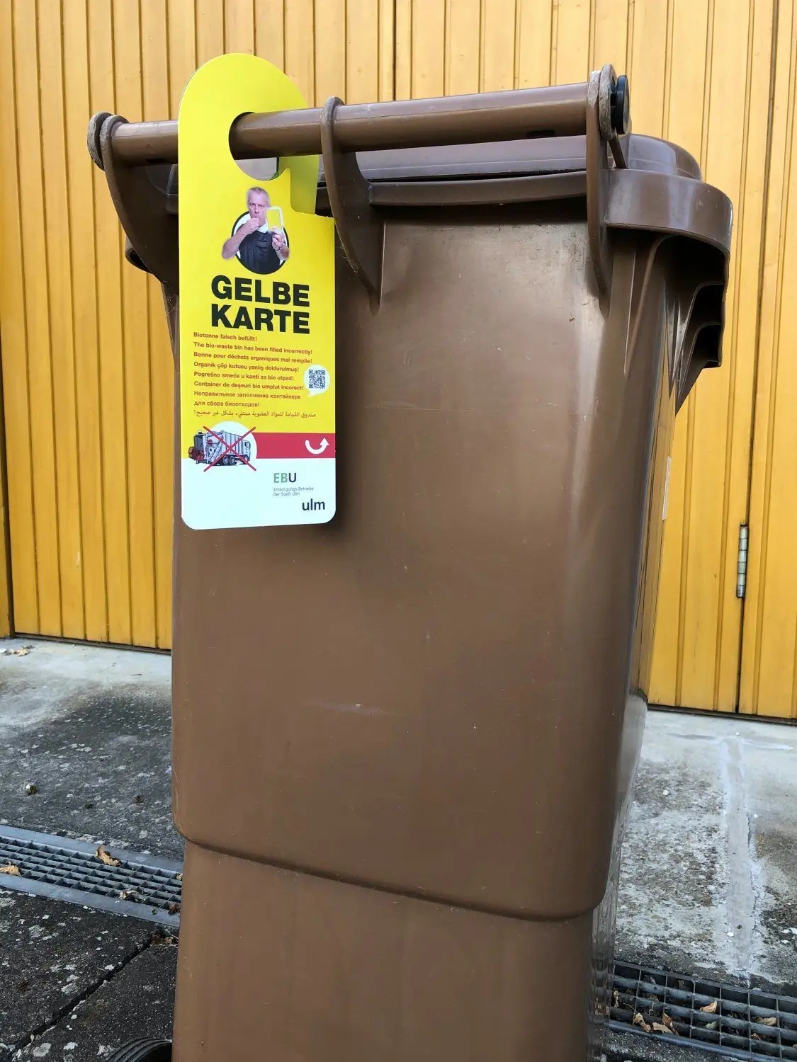 Hängt die Gelbe Karte an der Biotonne, hat die Müllabfuhr Fehlwürfe entdeckt.⇥