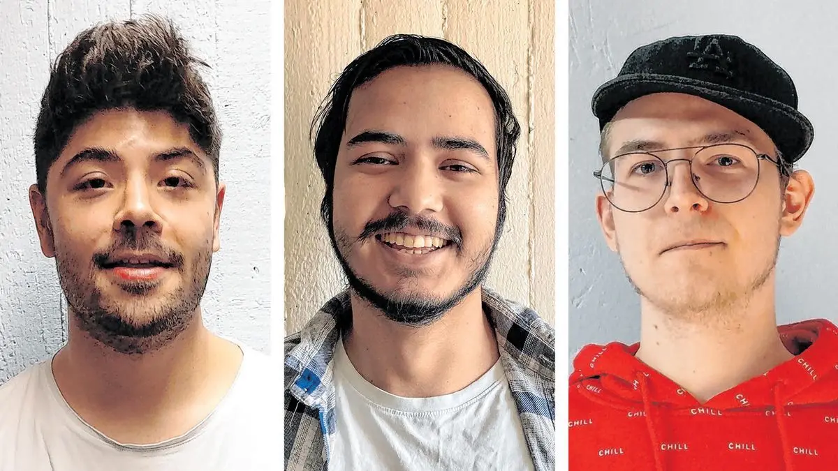 Studieren in Pandemiezeiten kann herausfordernd sein: Von links Yavuz Selim Demir, Krishna Wagle, Tobias Holzinger.