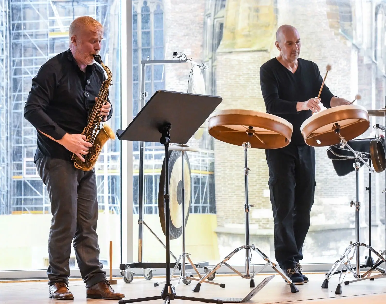 Saxofonist Hayden Chisholm und Jürgen Grözinger.