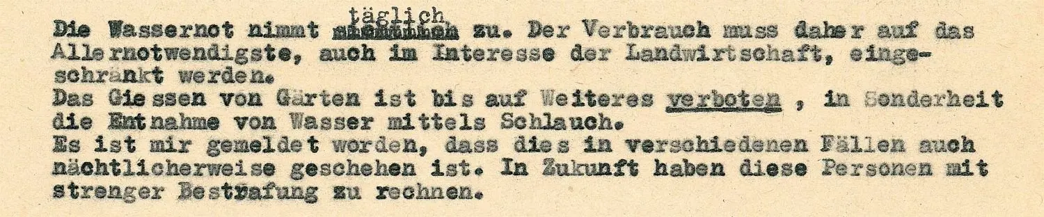Eine Anordnung aus dem Hessentaler Rathaus im Dürresommer 1947.