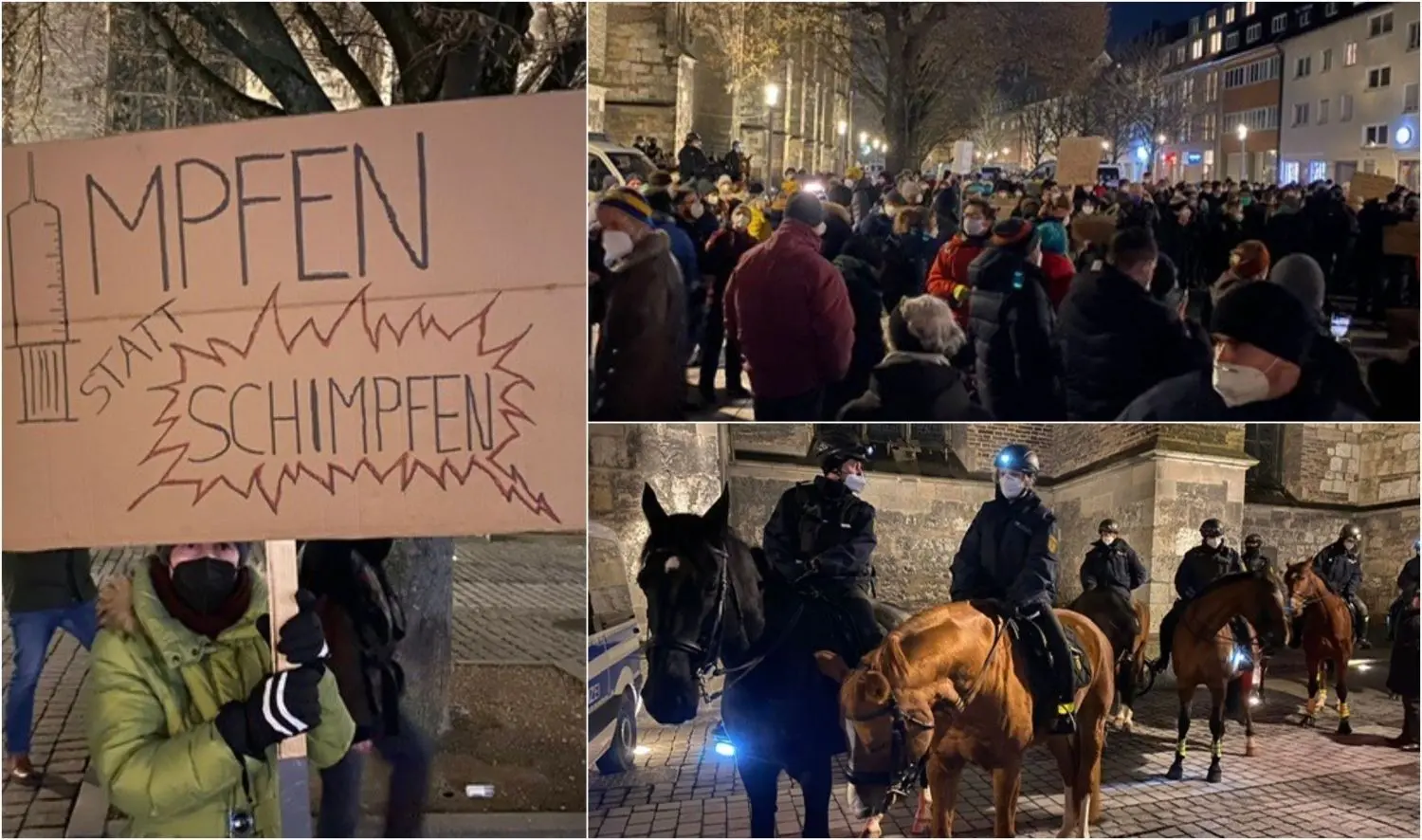 Demo gegen Corona-Maßnahmen und Gegendemo rund um den Münsterplatz.