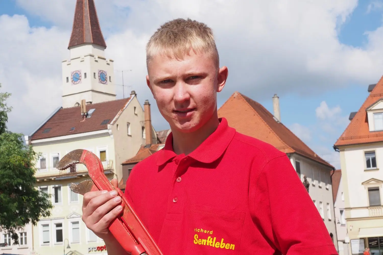 Kevin Hauser, 16, ist neuer Azubi bei Heizungsbau Senftleben in Ehingen