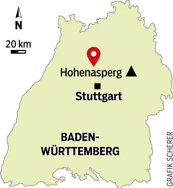 Da geht’s hin: Der Hohenasperg liegt nördlich von Stuttgart bei Asperg im Kreis Ludwigsburg.
