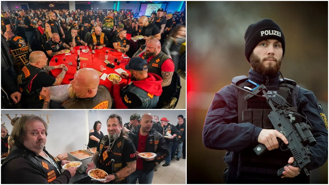 In Ulm feierten rund 1800 Rocker 20 Jahre Bandidos Deutschland, während draußen rund 900 Polizisten im Einsatz sind.