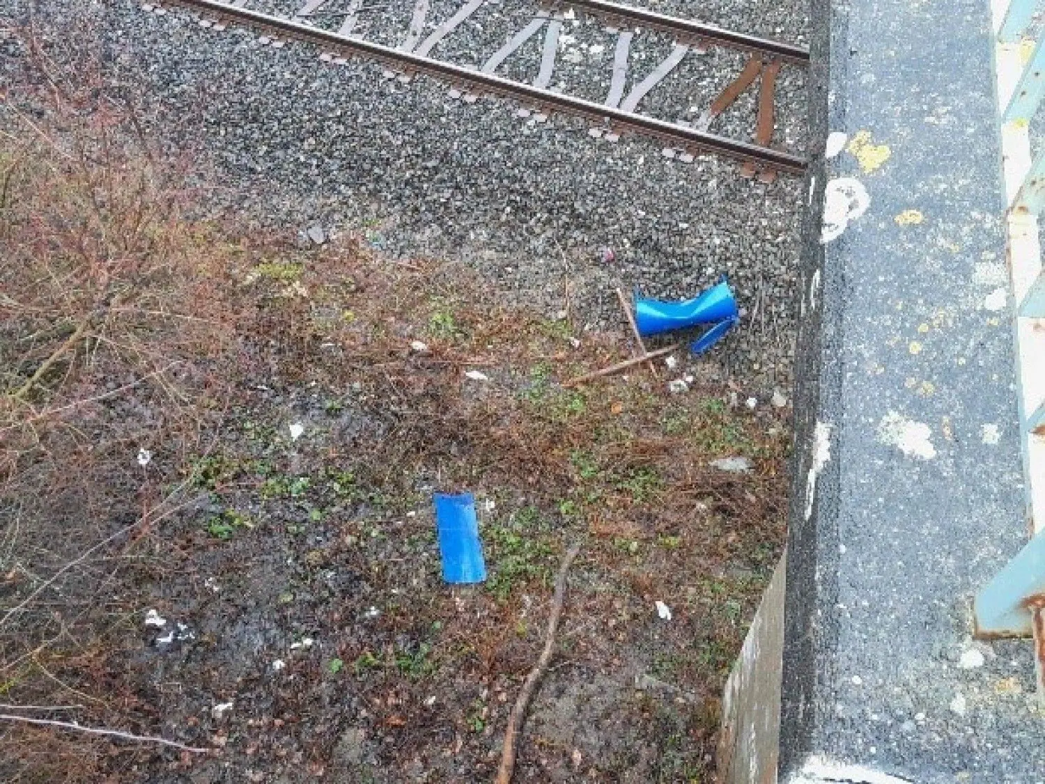 Mülleimer wurden auf die nahen Bahngleise geworfen.