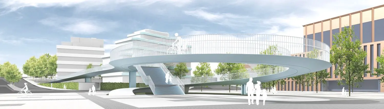 Der dritte Preis: Eine schlanke Brücke, die allerdings weit ausladend ist.