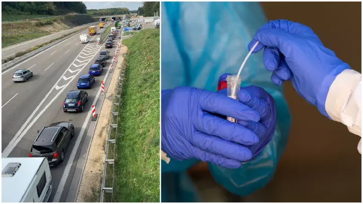 Großer Andrang an Corona-Teststation am Rastplatz Kemmental A8