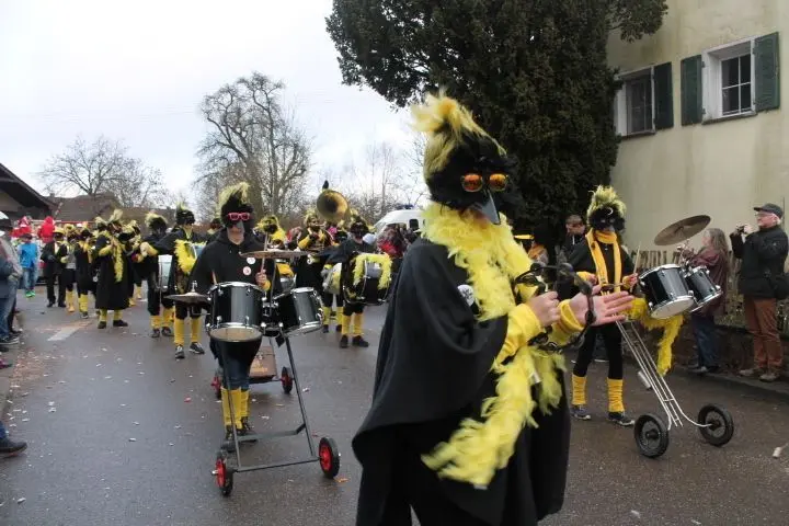 Die Musikgruppe Rappa Grappa aus Stimpfach ist mit ihren auffälligen Kostümen ein Hingucker.