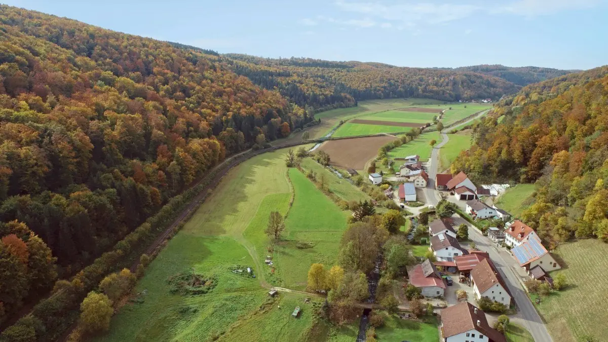 Der zweitgrößte Waldbesitz im Alb-Donau-Kreis: der Schelklinger Stadtwald, hier im Schmiechtal, ist groß.
Oberes Schmiechtal, Drohnenfoto, DCIM\100MEDIA\DJI_0011.JPG