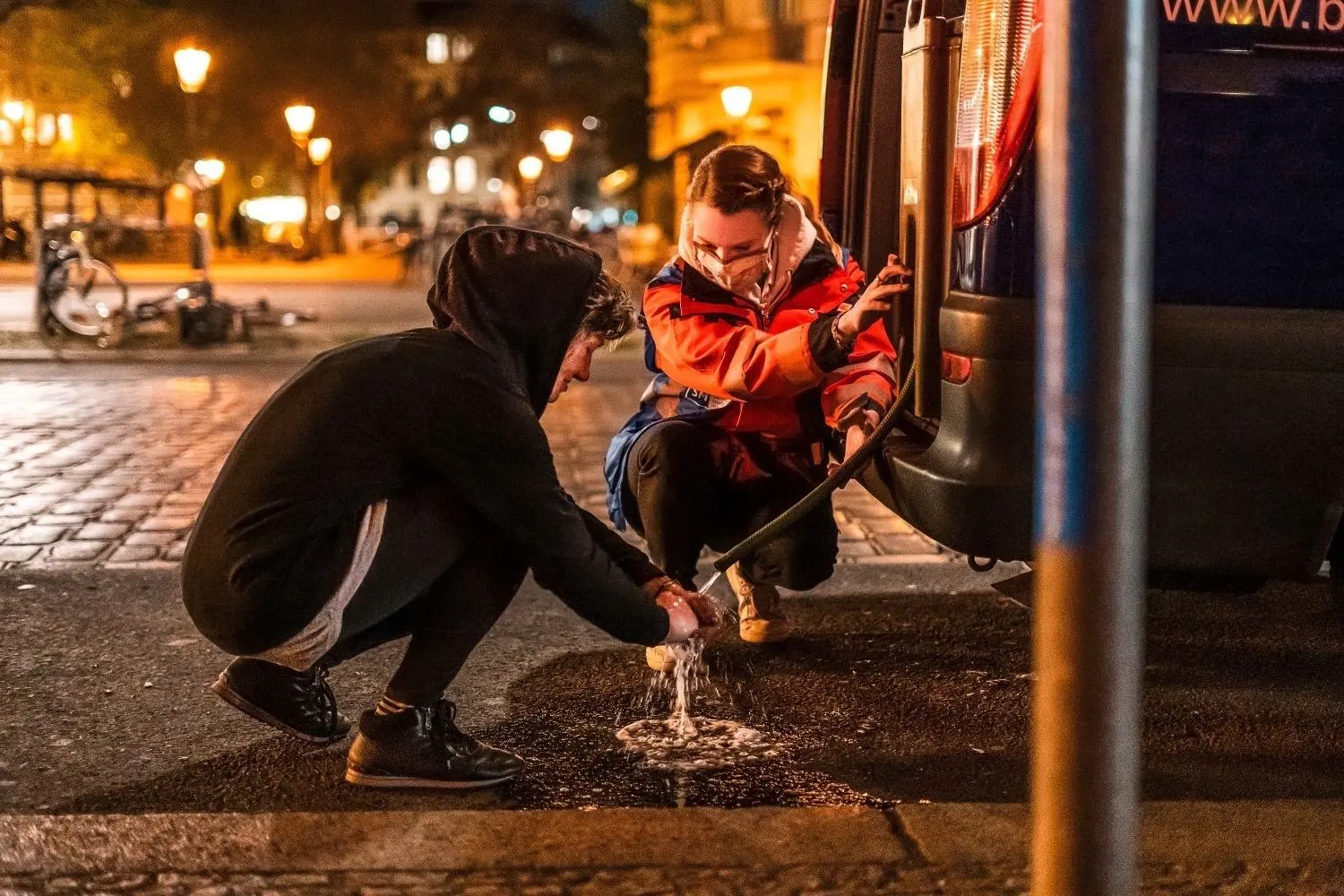 Hygiene auf den Straßen Berlins. Für Obdachlose ist selbst Händewaschen ein großer Luxus.