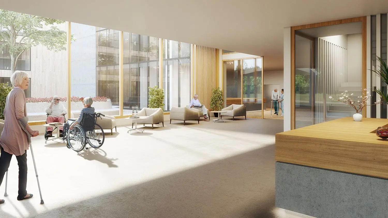 Auch Lounge-Bereiche sind im neuen Caritas-Zentrum vorgesehen.