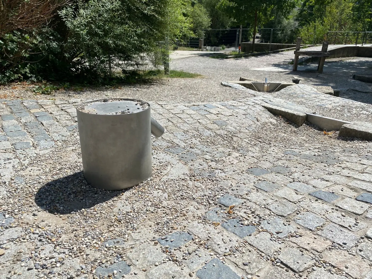 Wasserspielplatz Unterwöhrd ohne Wasser.