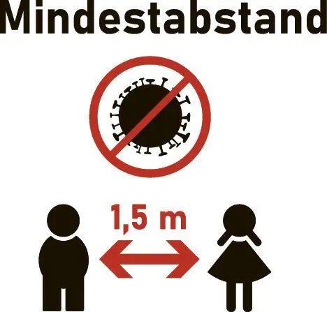 Hinweis auf Mindestabstand.