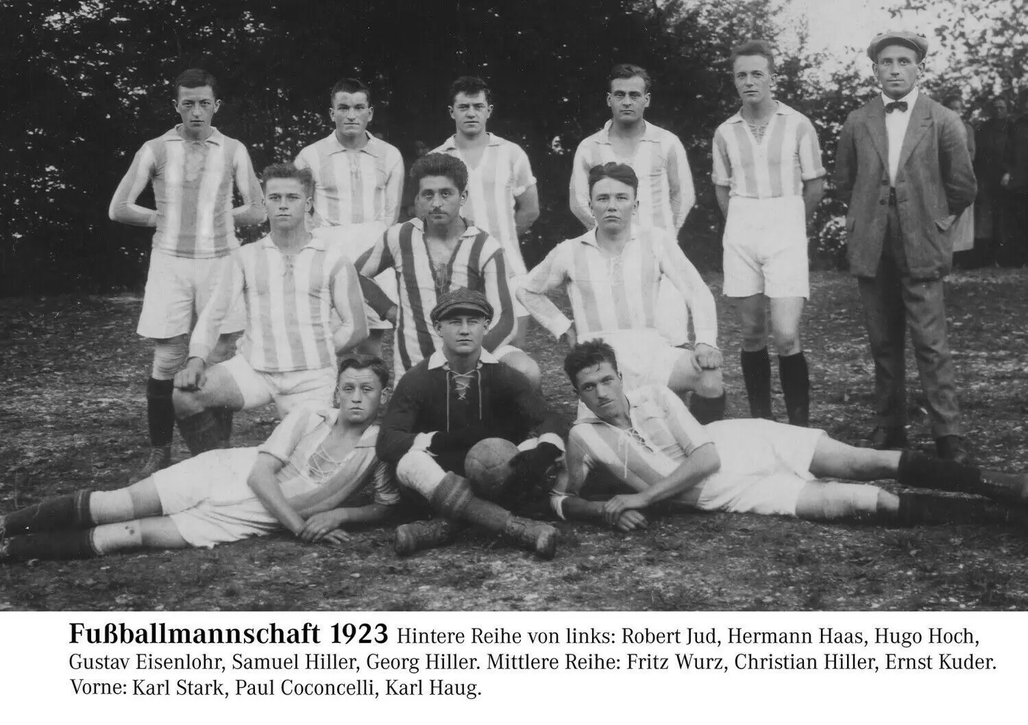 Und ein Bild aus alten Tagen: Die Fußballmannschaft des TSV Dettingen im Jahr 1923. Dieses und andere Fotos sind bei der Jubiläumsaustellung des TSV im Heimatmuseum zu sehen. ⇥