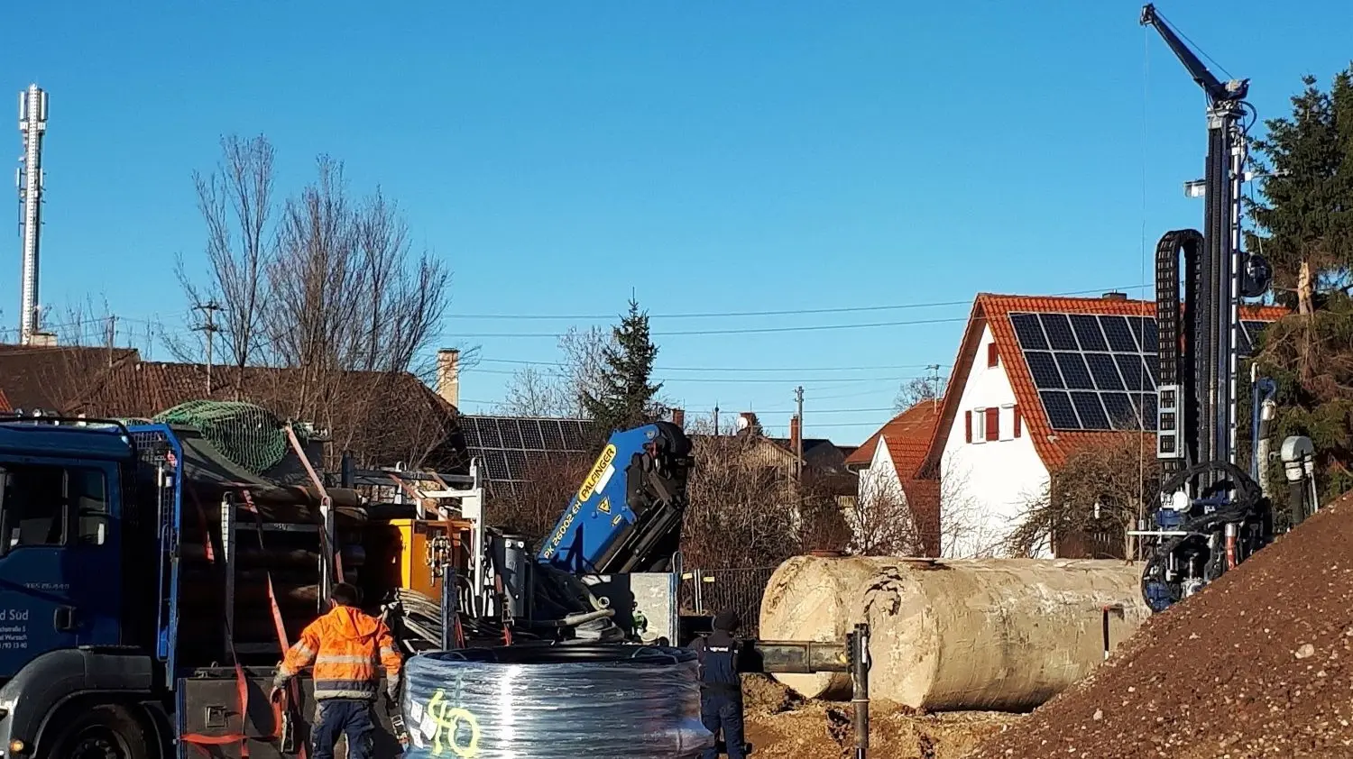BauGrund Süd bei der Einrichtung der Baustelle.