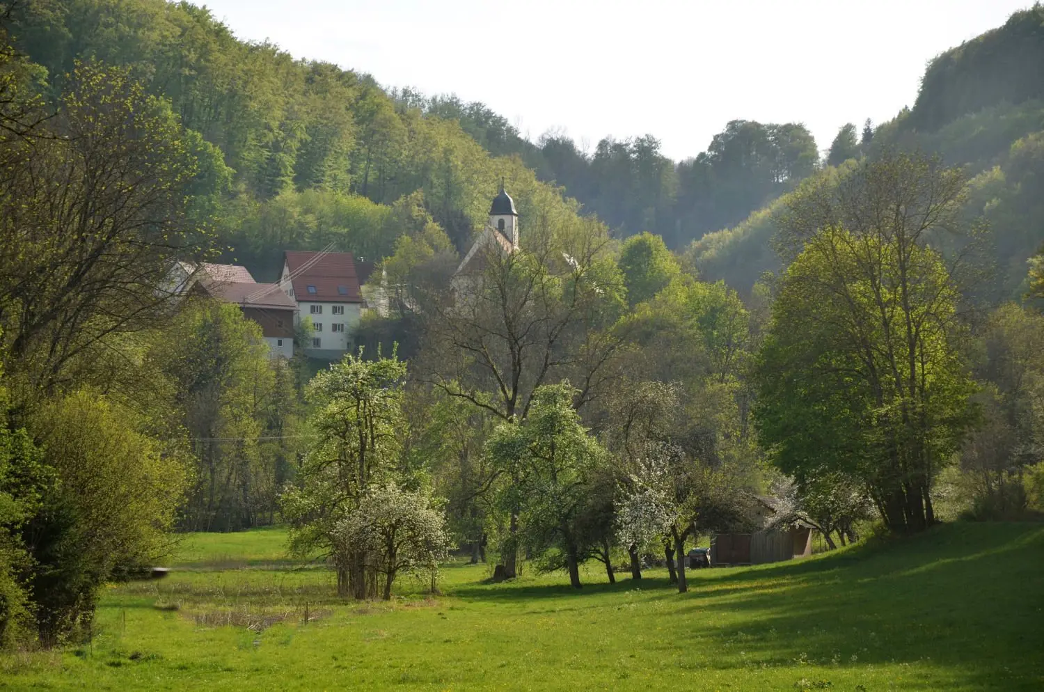 Im Gostal eingebettet liegt Unterdrackenstein mit seiner Michaelskirche.⇥