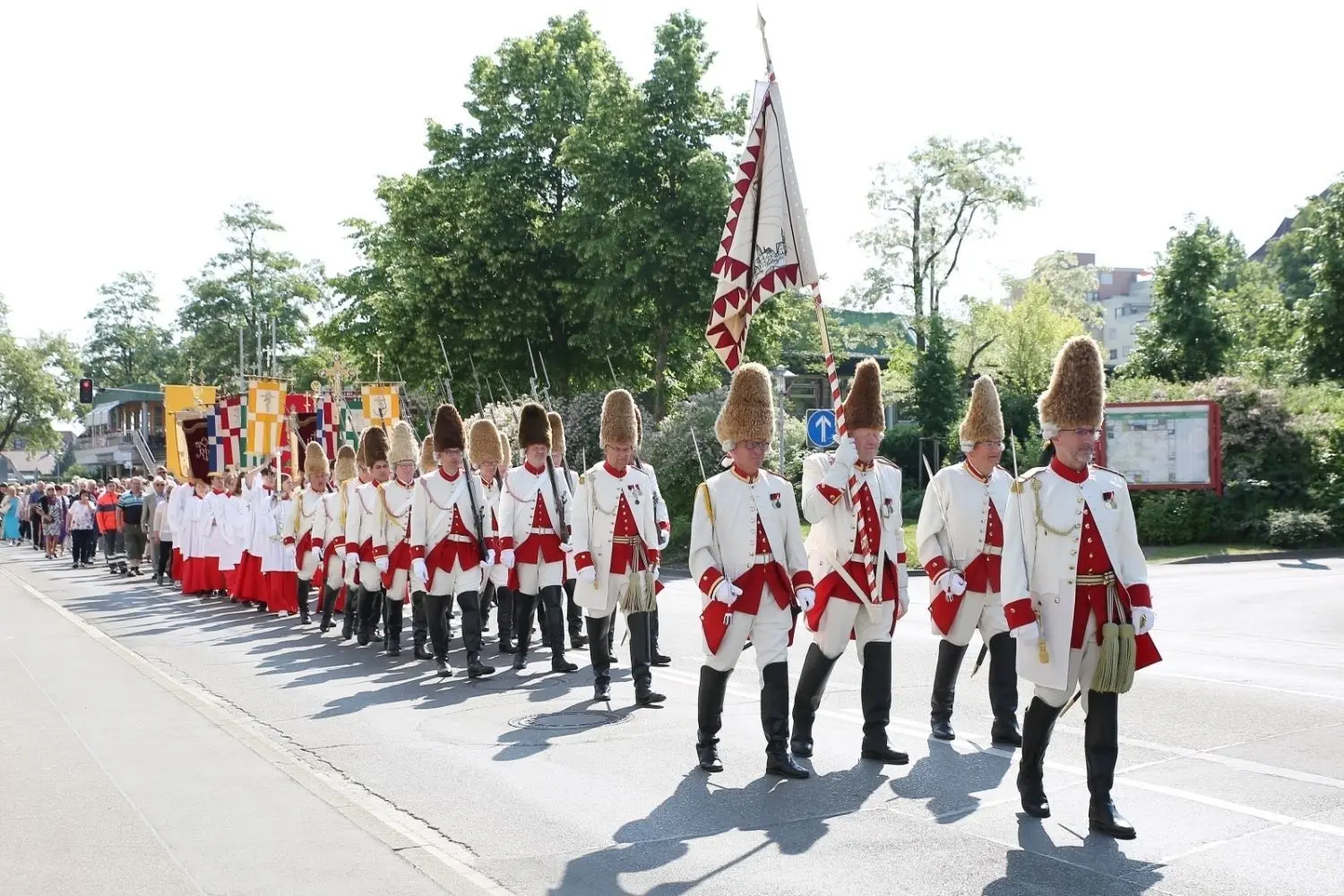 Die „Weißen“ der Ehinger Bürgerwache, die Grenadiere des III. Zuges.⇥⇥