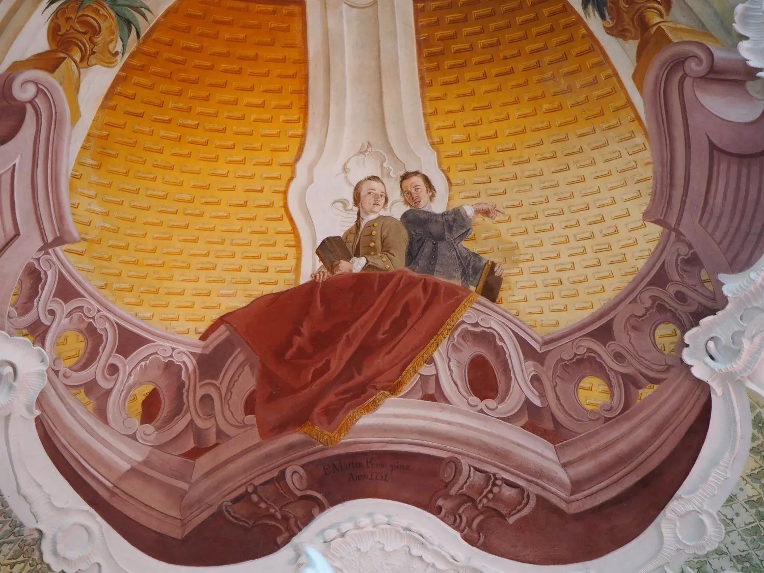 Kuen (rechts) malte sich im Illertisser Schloss selbstbewusst neben seinen Auftraggeber.