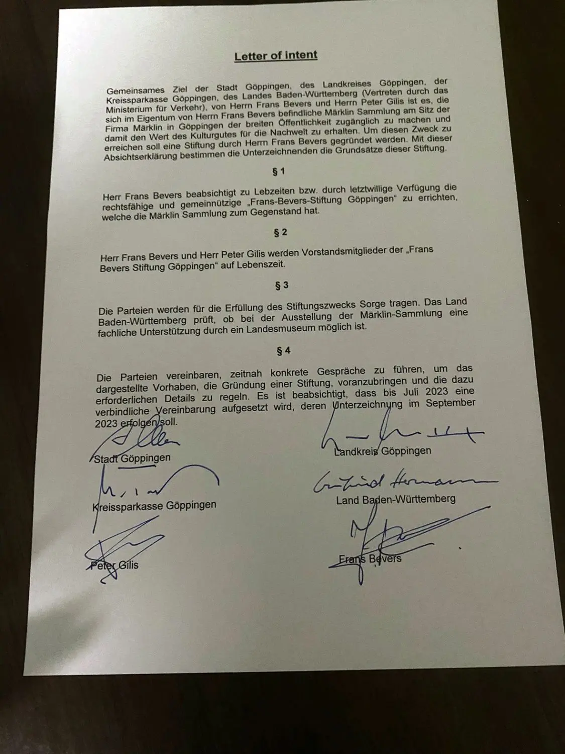 Der „Letter of Intent“.