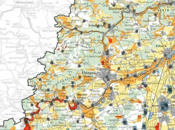 Die Karte des Regionalverbands Donau-Iller zeigt, wo weitere Solarparks im Raum Ehingen entstehen können. Die weißen Flächen sollen „wenig Konfliktpotenzial“ haben.