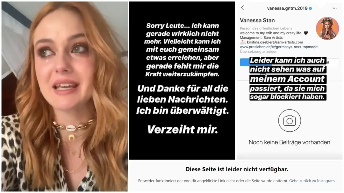 Prosieben hat Vanessa bei ihrem offiziellen GNTM-Account auf Instagram geblockt. Nachdem Vanessa mit einer emotionale Story auf ihrem alten Account darauf reagierte, geht dieser offline.