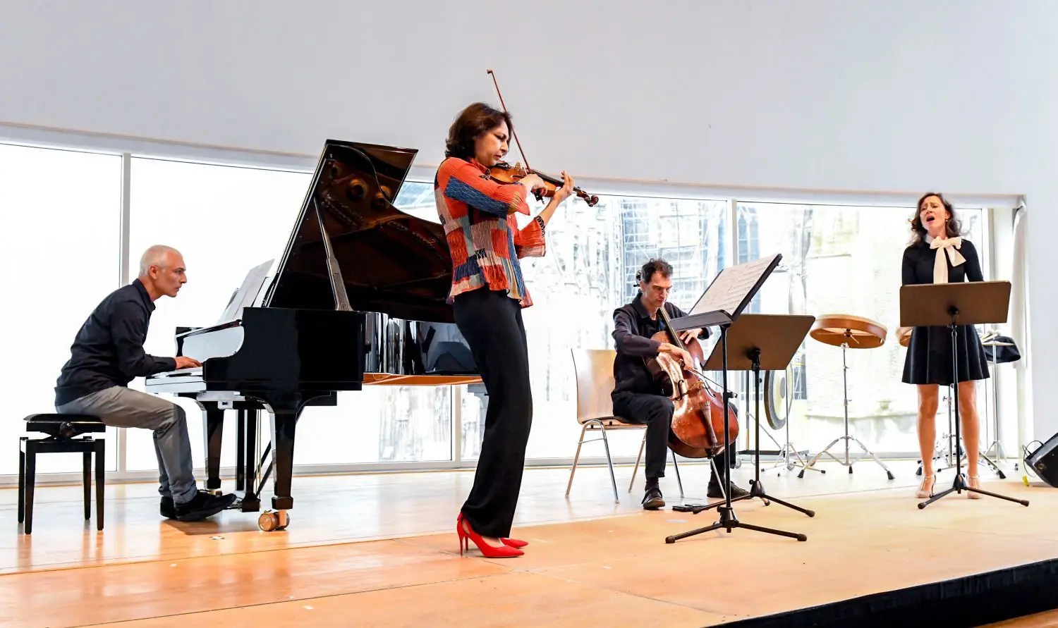 Antonis Anissegos, Salma Sadek, Mathis Mayr und Maria Rosendorfsky setzten mit David Langs „Simple Song #3“ den Schlusspunkt des KlangHaus-Festivals. ⇥
