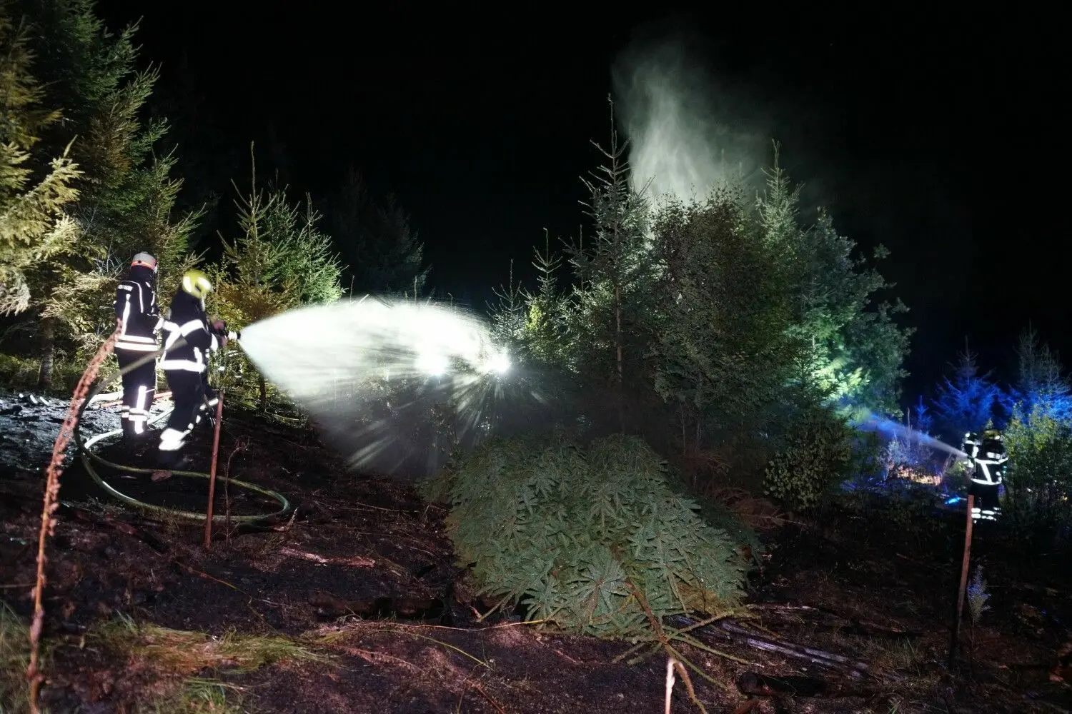 Großeinsatz der Feuerwehr bei einem Waldbrand bei Rechberghausen.
