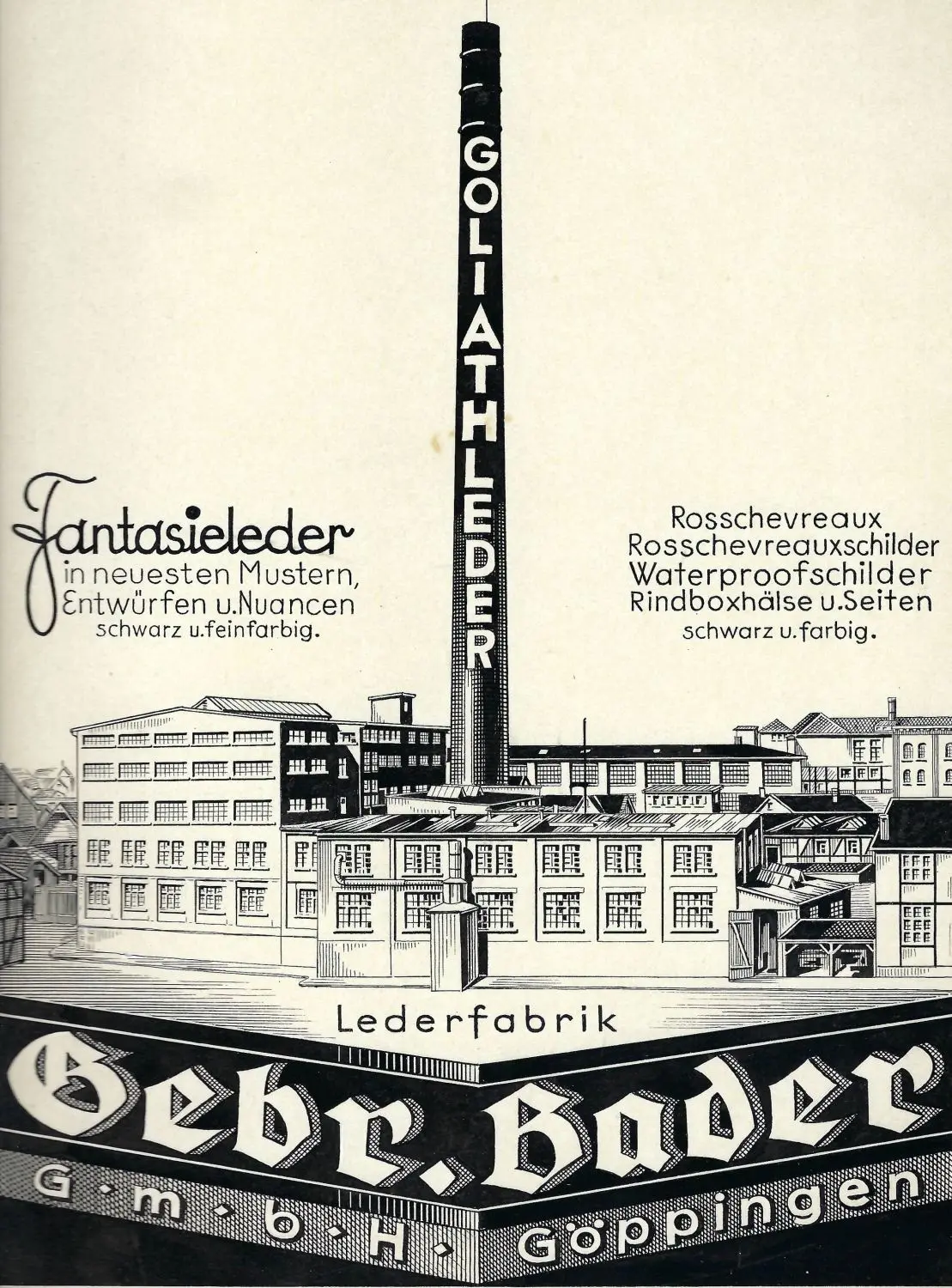 Die Göppinger Lederfabrik von Bader in den 1930er-Jahren.