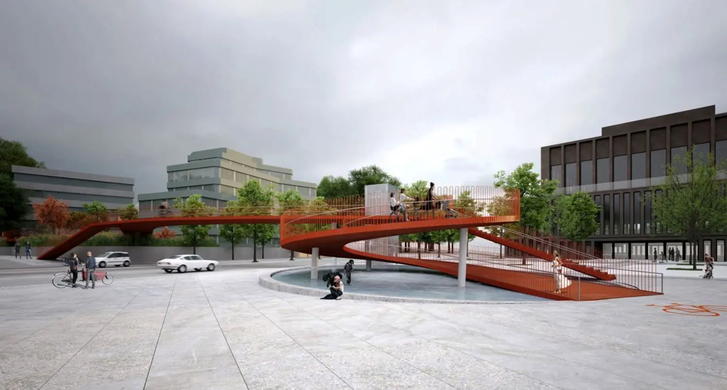 Der zwei Preis: Unter der behindertengerechten Rampe liegt ein Wasserspiel.