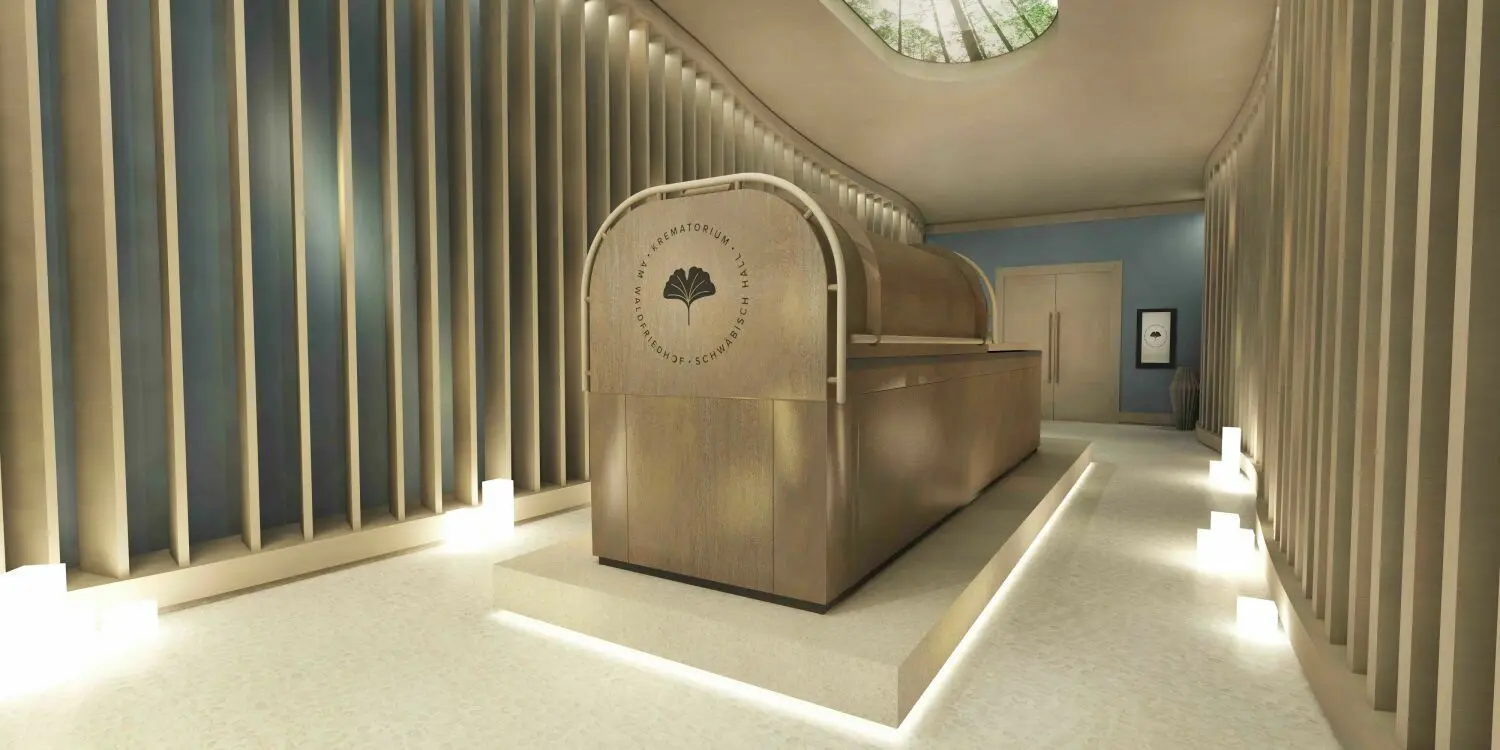 Eine grafische Visualisierung des geplanten „Lavariums“  im Haller Krematorium.