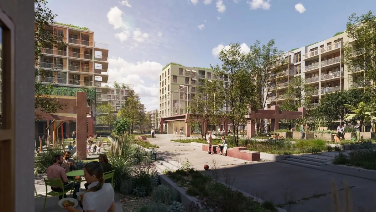 So soll die Zukunft aussehen. Ein Bild, das die Pläne für das Blau–Quartier darstellt.