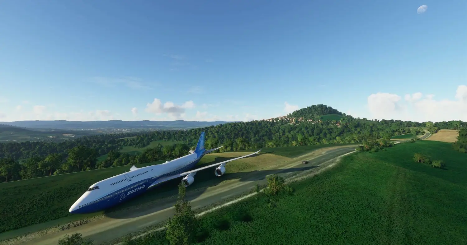 Bruchlandung mit der 747 auf dem Aasrücken, im Hintergrund der Hohenstaufen. Leider kann die Maschine hier nicht mehr abheben.
