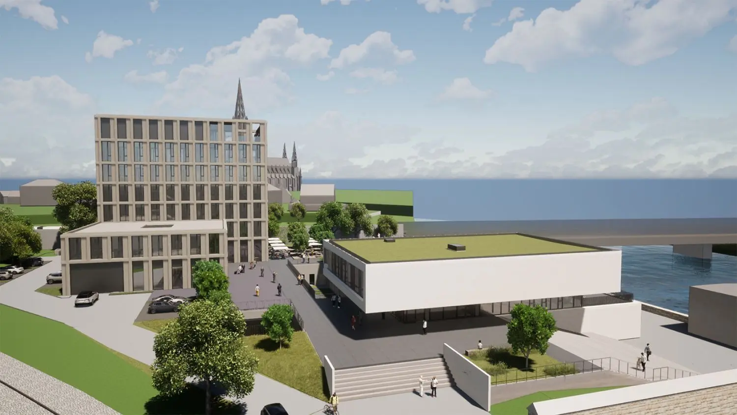 Bauvorhaben SGP Campus der Kanzlei Schneider Geiwitz im Ziegelländeweg am Ulmer Donauufer hinter der ehemaligen Hochschule für Kommunikation und Gestaltung (HfG+K).  ⇥