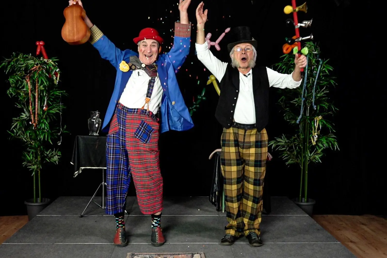 Clown Clip und Herr Wunderle aus Reutlingen, deren Live-Auftritte ebenfalls durch Corona ausgebremst wurden, haben das einstündige Fasnetsprogramm gestaltet.