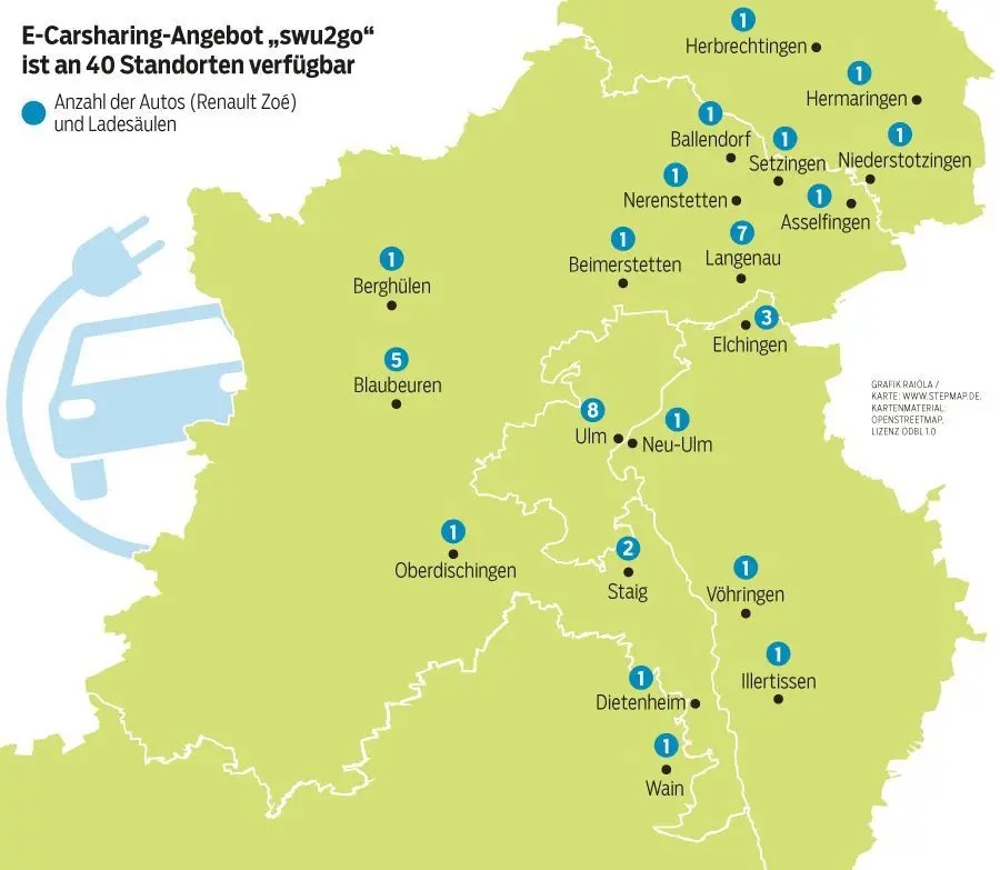 Das E-Car-Sharing-Angebot in der Region.