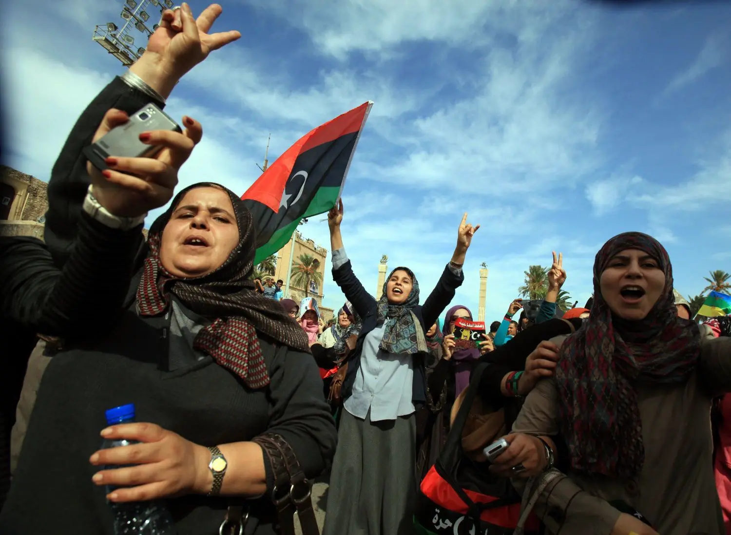Frauen demonstrieren 2011 während des Arabischen Frühlings in der libyschen Hauptstadt Tripolis.⇥