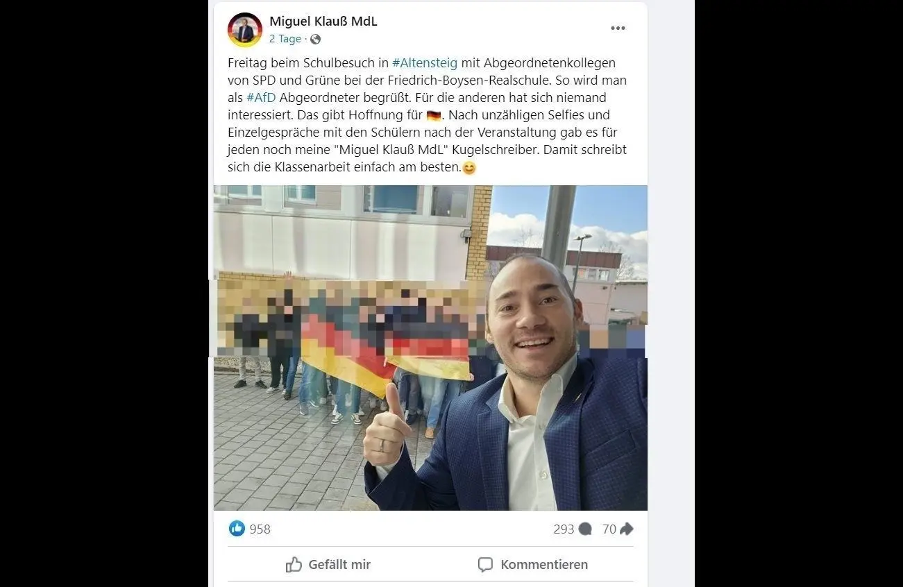 Der Post mit Text von Miguel Klauß.
