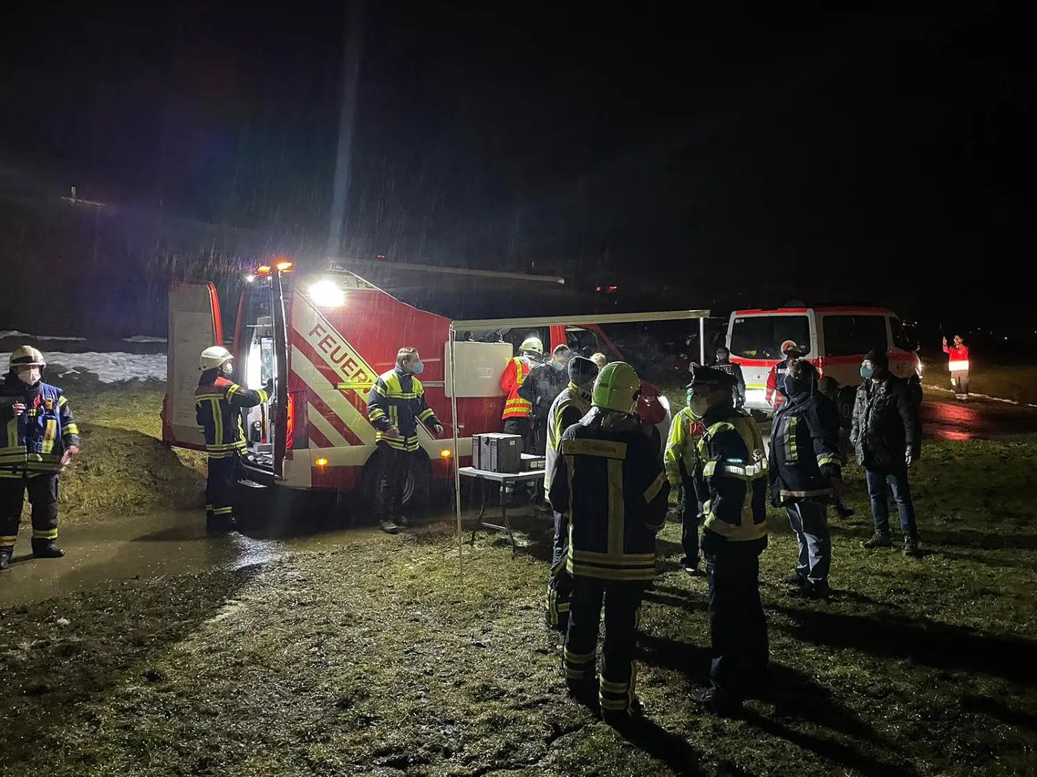 Burladinger Feuerwehr, DRK und Bergwacht Zollernalb beim Wasserrettungseinsatz an der Lauchert in Stetten u. H.⇥