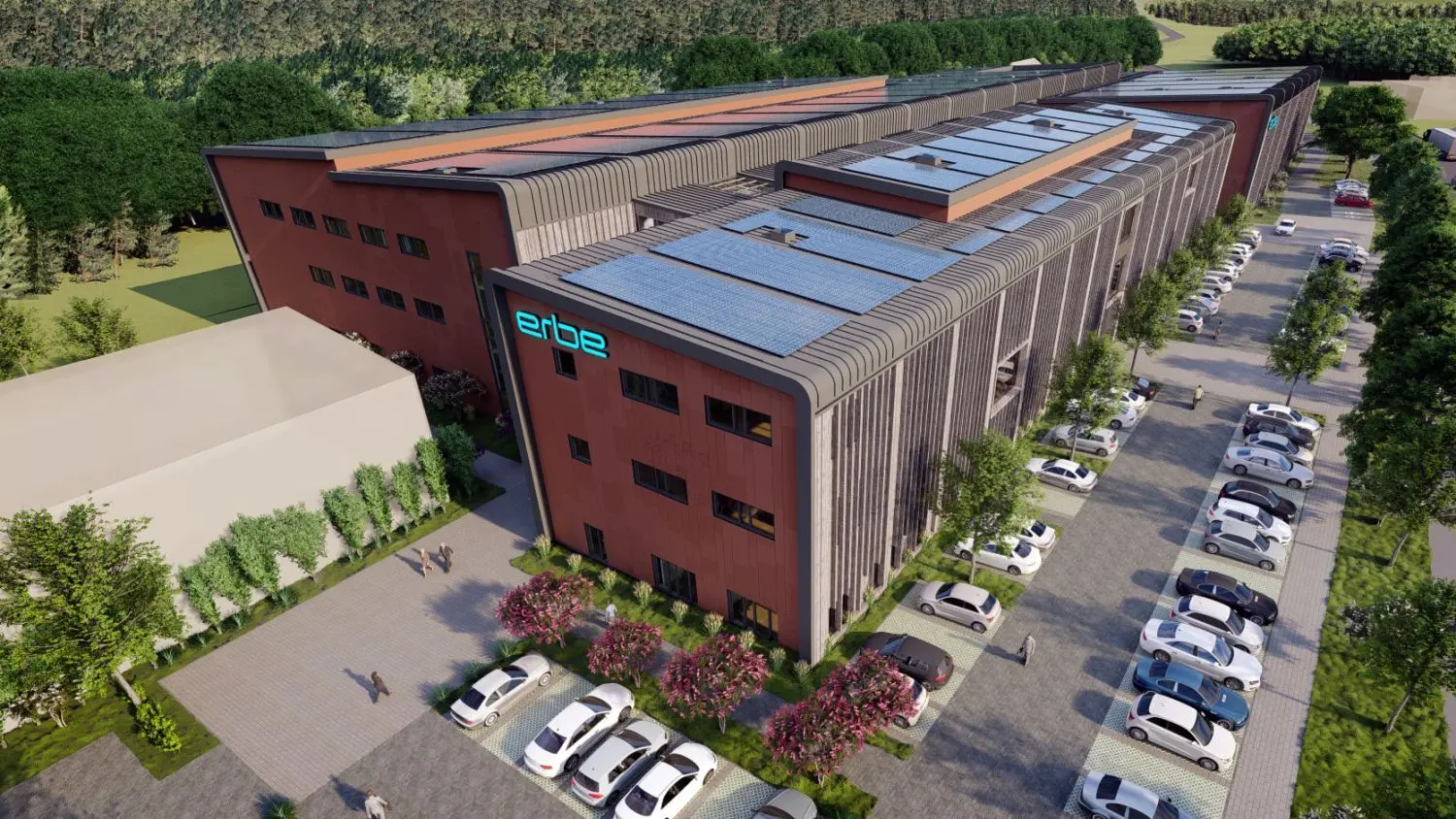 Das Unternehmen Erbe plant ein neues Betriebsgebäude in Rangendingen (Visualisierung). Auch dieser Bau kann demnächst dazu beitragen, dass sich die Mitarbeiter wohl fühlen.⇥