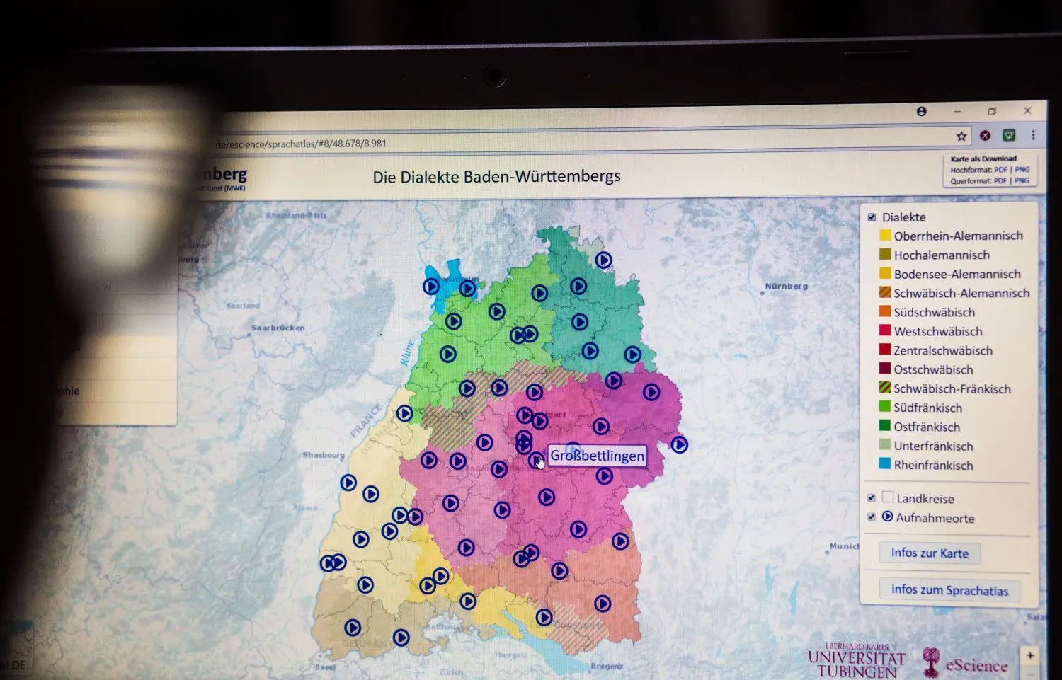 Dialekte-Atlas: Allein in Baden-Württemberg gibt es zahlreiche unterschiedliche Dialekte.