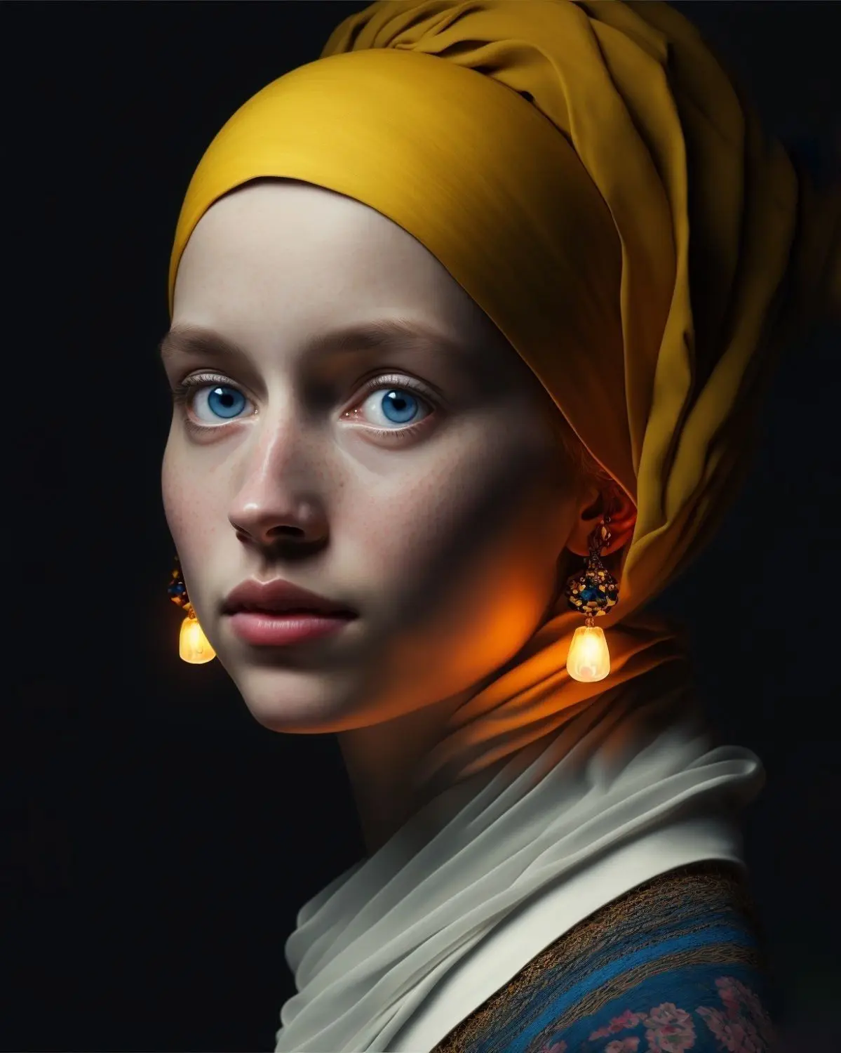 Julian van Dieken hat mithilfe von KI „A Girl With Glowing Earrings“ erschaffen.⇥