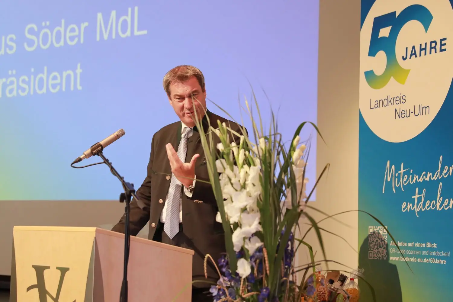 Hoher Besuch aus München: Der bayerische Ministerpräsident Markus Söder gratulierte dem Landkreis zum 50. Geburtstag.