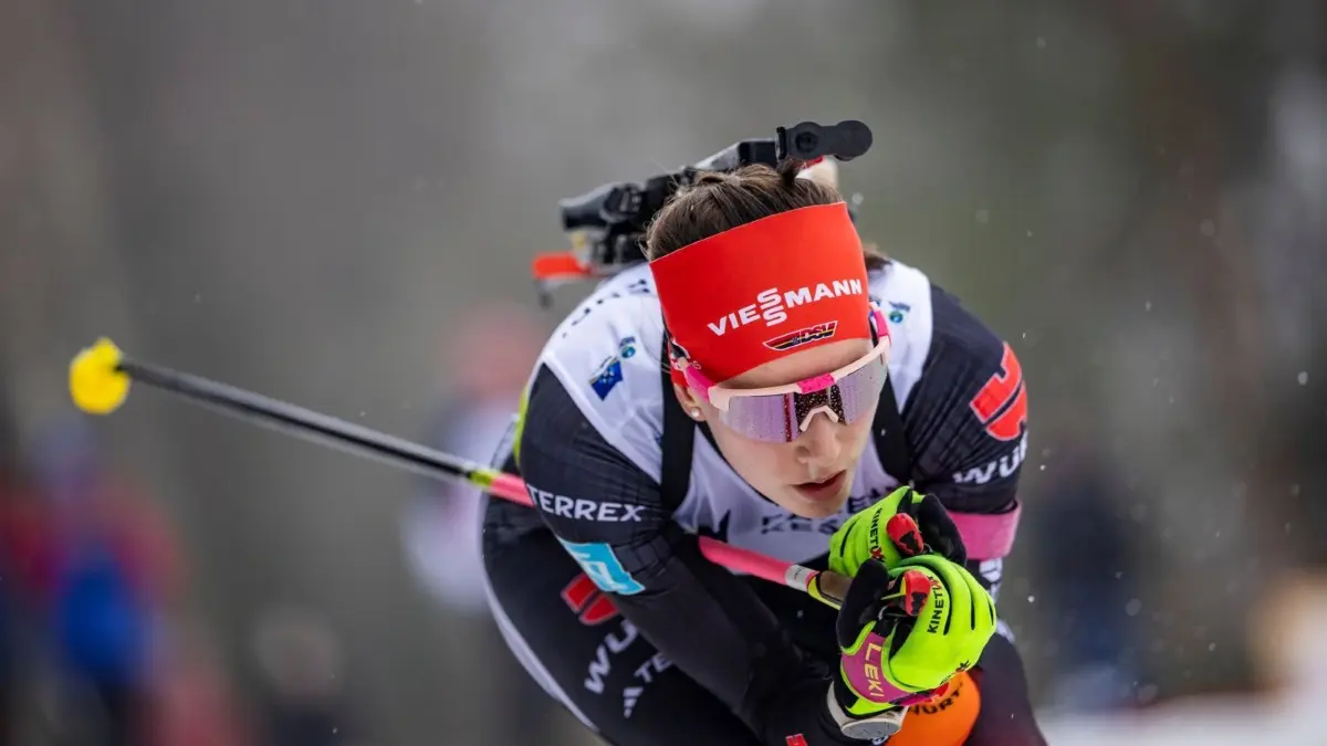 OTEPAA, ESTONIA - FEBRUARY 24: Melina Gaupp of Germany in action during the Youth Women 10 km Individual at the IBU Junior World Championships Biathlon on February 24, 2024 in Otepaa, Estonia. (Photo by Grega Valancic/VOIGT)
