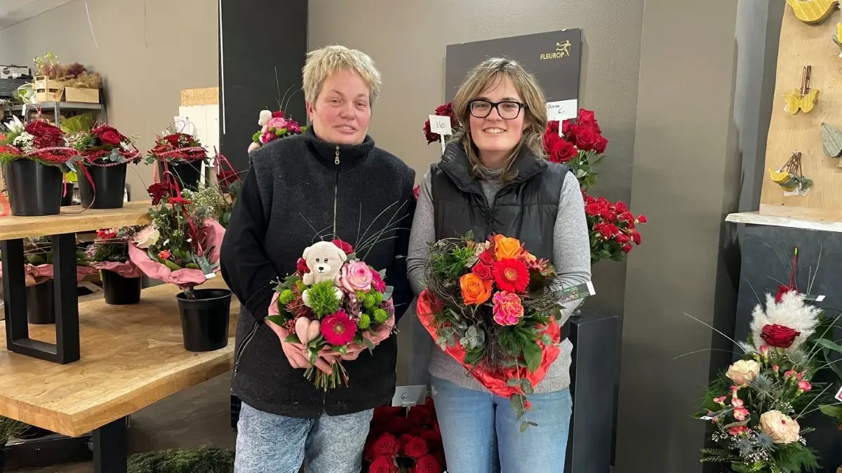 Floristin Cornelia Krämer und ihre Tochter Nicole von Blumen "Happy Flower" in Albstadt-Truchtelfingen verkaufen zum Valentinstag sehr viele Sträuße.